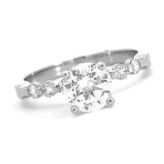 MEMOIRE Platinum Diamond Engagement Ring With Accented Band
